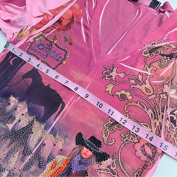 Imperfect cowgirl top western country tunic bling top 90s Y2K artsy rodeo tunic - Picture 8 of 16